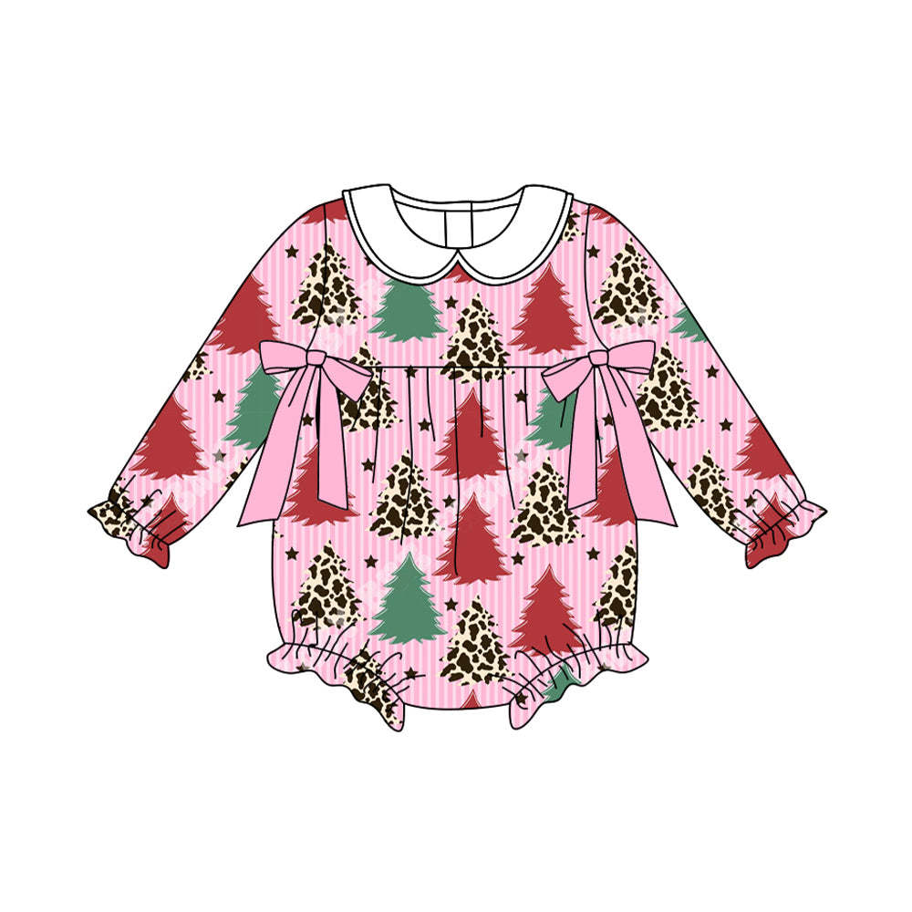 X821 LR2502 Christmas Tree Girls Long Sleeve Toddler Clothes
