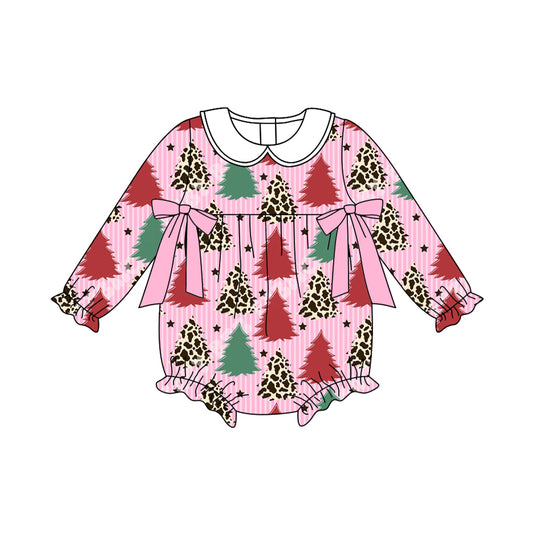 X821 LR2502 Christmas Tree Girls Long Sleeve Toddler Clothes
