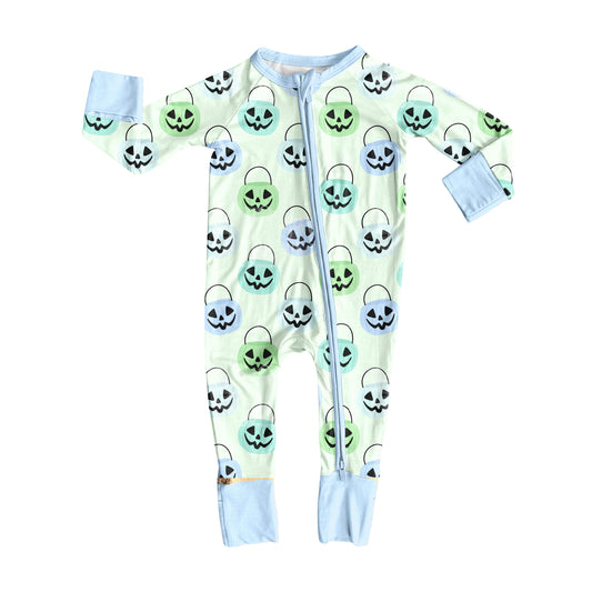 8.11LR2534 Halloween Pumpkin Zippered Toddler Clothes