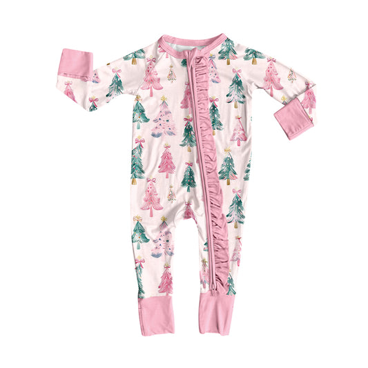 X821 LR2544 Christmas tree pink toddler clothes