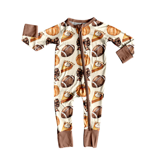 X821 LR2546 Pumpkin Football Toddler Clothes