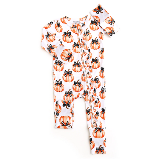 X827 LR2557 Pumpkin Zipper Toddler Clothes