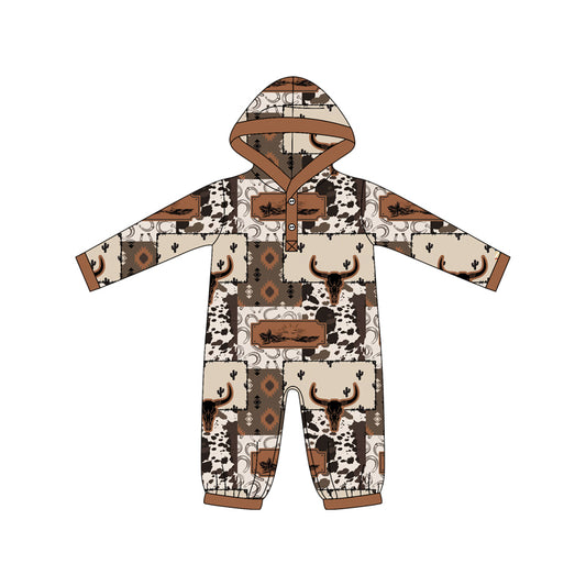 X825 LR2592 Hooded Brown Long Sleeve Toddler Clothes