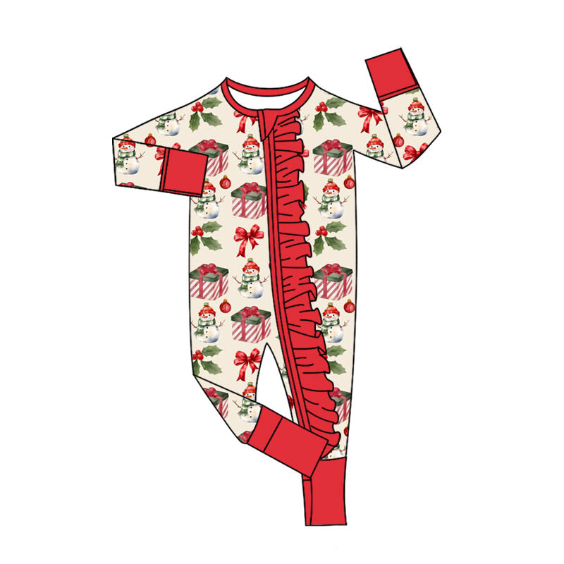 X901 LR2617 Snowman Christmas Long-Sleeved Winter Toddler Clothes