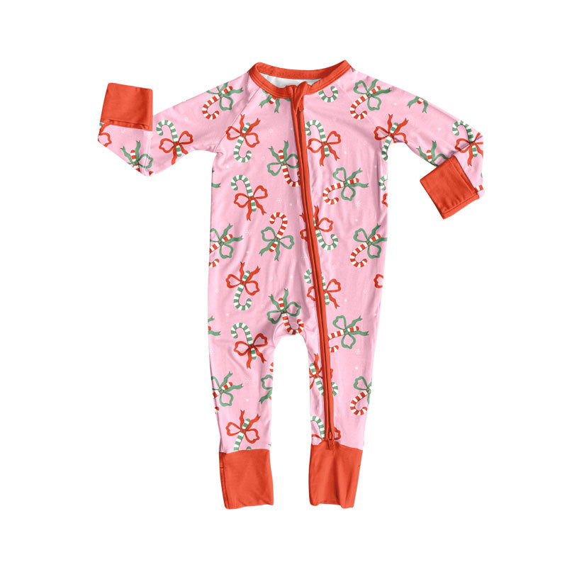 X906 LR2634 Candy Cane Christmas Zipper Toddler Clothes