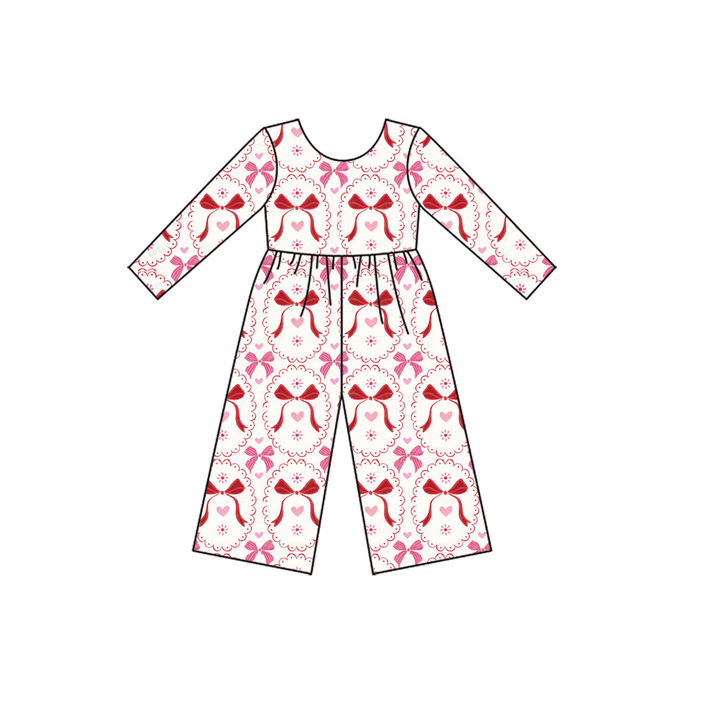 X925 LR2713 Pink Bow Long-Sleeved Bodysuit