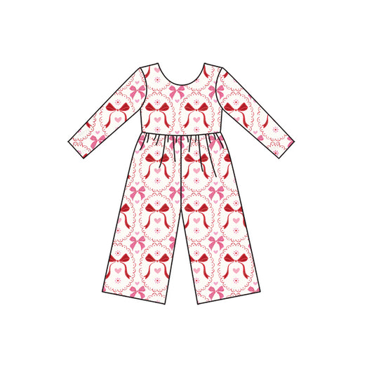 X925 LR2713 Pink Bow Long-Sleeved Bodysuit