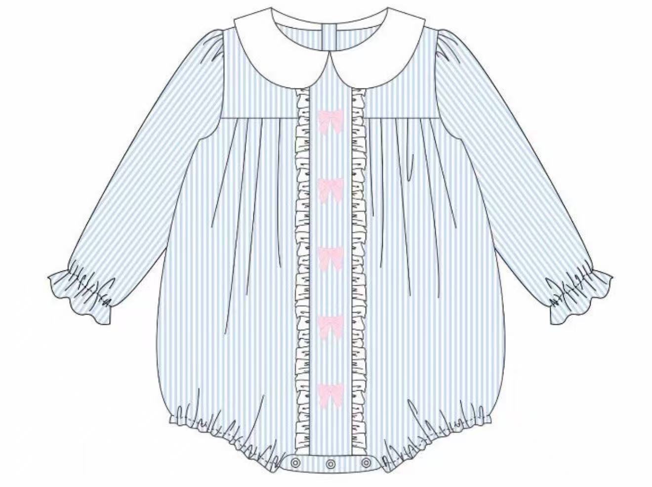 X930 LR2726 Bow Blue Toddler Clothes