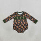 NEW RTS NO MOQ milk silk LR2729 Embroidery Deer Baby Boys Green Leaves Camo Bows Hunting Rompers