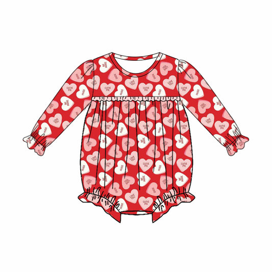 X10.31 LR2763 Heart-shaped Red Long-sleeved Romper