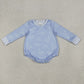 LR2969 Baby Boys Blue Long Sleeve Ducks Hunting Rompers