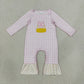 NEW RTS NO MOQ milk silk LR3022 Embroidery Bows Candy Baby Girls Pink Checked Halloween Ruffle Pant Rompers