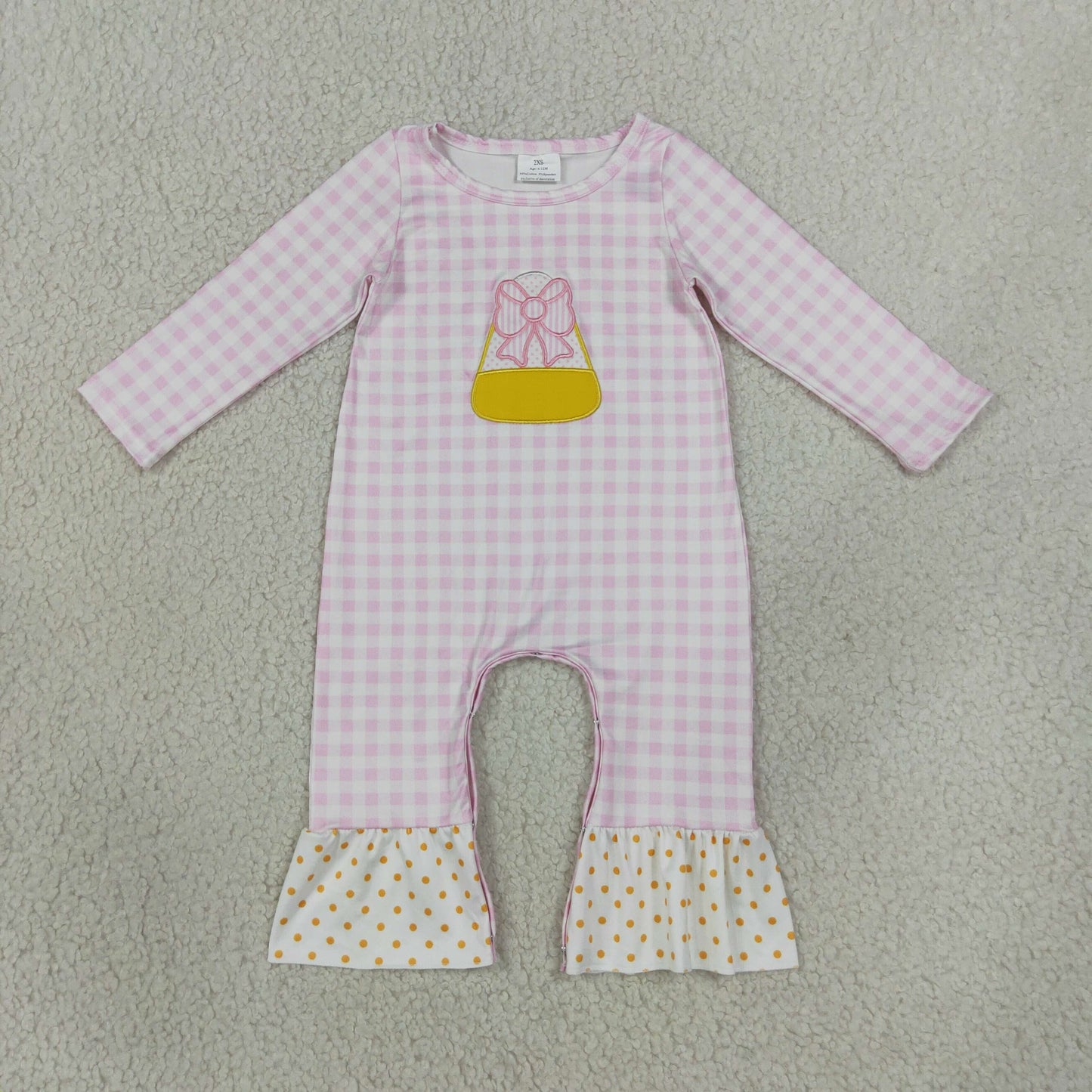 RTS NO MOQ Sibling milk silk Sibling Baby Girls Embroidery Bow Candy Pink Checked Thanksgivings Clothes Set Rompers