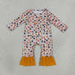 NEW RTS NO MOQ milk silk  LR3024 Baby Girls Colorful Flowers Long Sleeve Ruffle Rompers
