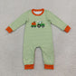 NEW RTS NO MOQ milk silk LR3036 Embroidery Baby Boys Farm Green Stripe Pumpkin Truck Embroidery Long Sleeve Rompers