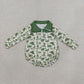 NEW RTS NO MOQ milk silk LR3050 Baby Boys Duck Hunting Print Long Sleeve Quarter Zipper Front Romper