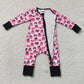 RTS NO MOQ milk silk LR3069 Baby Girls Pink Bows Pumpkins Fall Two Way Zip Convertible Rompers