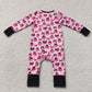 RTS NO MOQ milk silk LR3069 Baby Girls Pink Bows Pumpkins Fall Two Way Zip Convertible Rompers