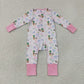 RTS NO MOQ milk silk LR3071 Baby Girls Cute Floral Duck Long Sleeve Two Way Ruffle Zip Convertible Rompers