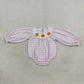 NEW RTS NO MOQ milk silk LR3106 Smocked Pumpkins Baby Girls Pink Checked Fall Ruffle Rompers