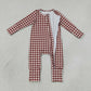 NEW RTS NO MOQ milk silk LR3113 Baby Boys Plaid Two Way Zip Convertible Romper