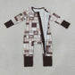 NEW RTS NO MOQ milk silk LR3118 Baby Boys Wild Ducks Dogs Deer Animal Camo Print Two Way Full Zip Convertible Long Sleeve Romper
