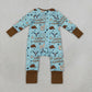 NEW RTS NO MOQ milk silk LR3124 Baby Girls Little Cowboys Boots Western Two Way Zip Convertible Rompers