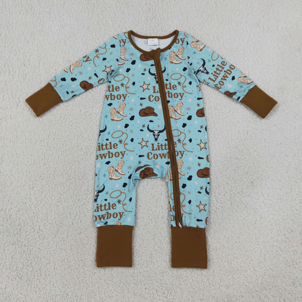 NEW RTS NO MOQ milk silk LR3124 Baby Girls Little Cowboys Boots Western Two Way Zip Convertible Rompers