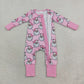 NEW RTS NO MOQ milk silk LR3125 Baby Girls Pink Stripe Santa Christmas Two Way Zip Convertible Rompers