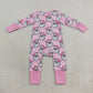 NEW RTS NO MOQ milk silk LR3125 Baby Girls Pink Stripe Santa Christmas Two Way Zip Convertible Rompers