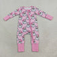 NEW RTS NO MOQ milk silk LR3125 Baby Girls Pink Stripe Santa Christmas Two Way Zip Convertible Rompers