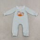 NEW RTS NO MOQ milk silk LR3137 Embroidery Flower Pumpkins Baby Girls Green Stripe Fall Pant Rompers