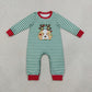 NEW RTS NO MOQ milk silk LR3146 Embroidery Lights Dog Baby Boys Green Stripe Christmas Pant Rompers