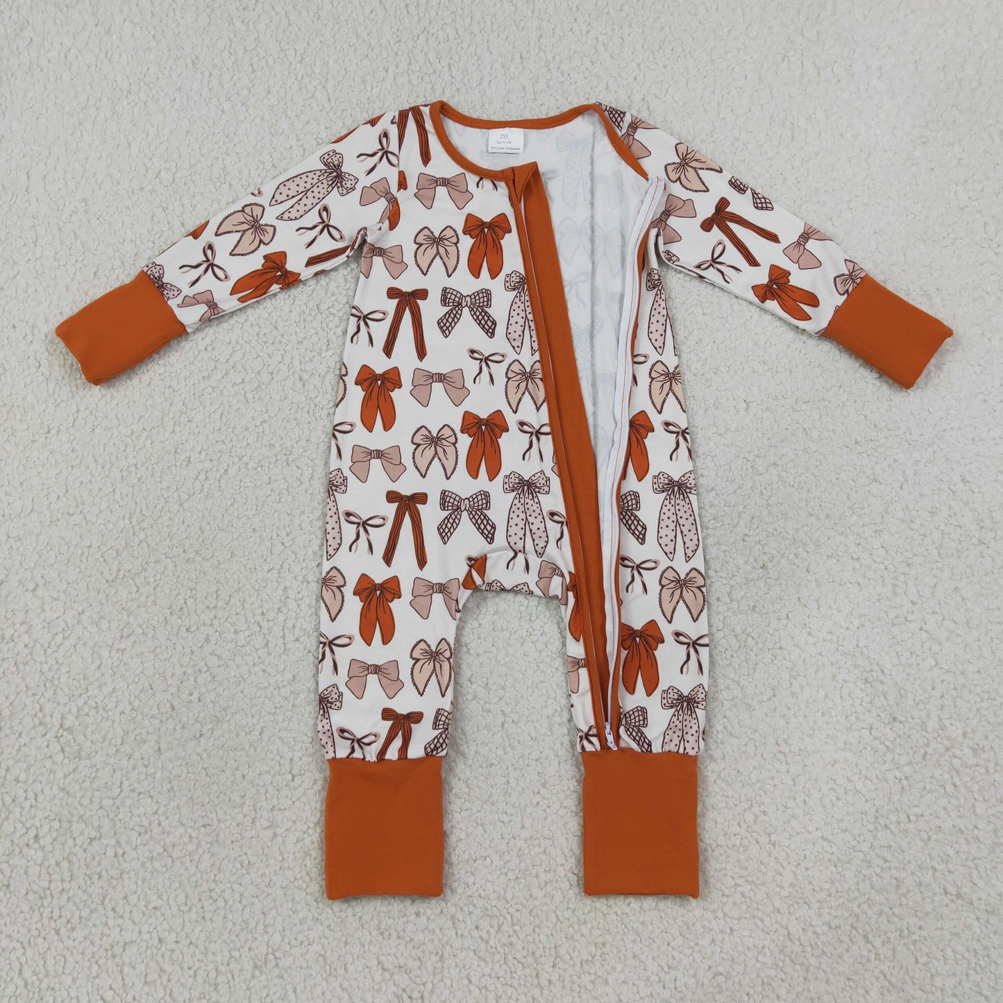 NEW RTS NO MOQ milk silk LR3158 Baby Girls Bows Plaid Fall Two Way Zip Convertible Rompers