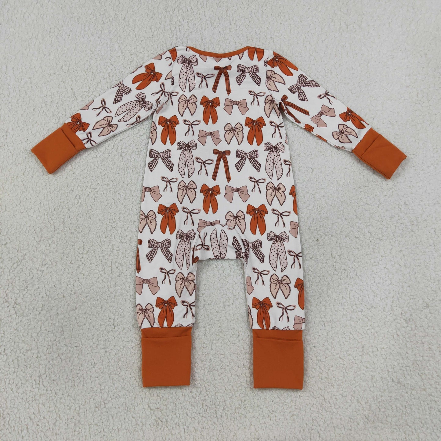 NEW RTS NO MOQ milk silk LR3158 Baby Girls Bows Plaid Fall Two Way Zip Convertible Rompers
