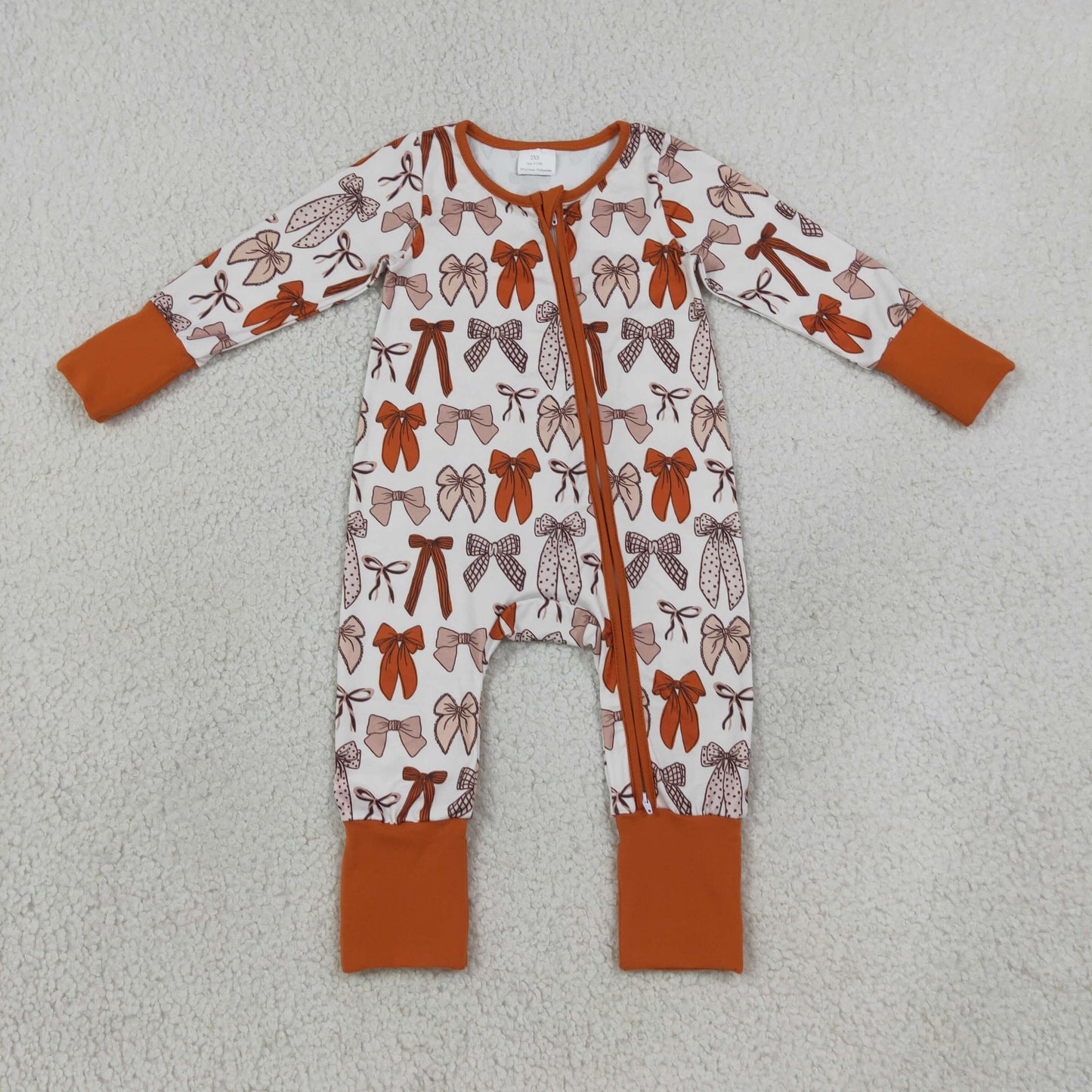 RTS NO MOQ Sibling milk silk Baby Girls Bows Plaid Fall Two Way Zip Convertible Rompers Sets