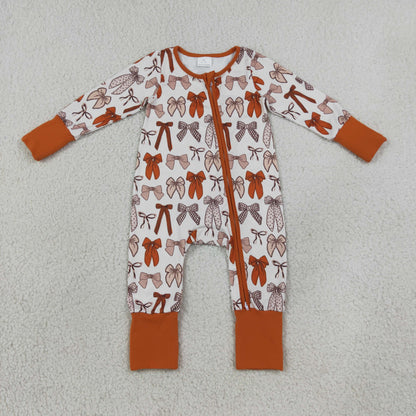 RTS NO MOQ Sibling milk silk Baby Girls Bows Plaid Fall Two Way Zip Convertible Rompers Sets