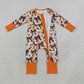NEW RTS NO MOQ milk silk LR3161 Baby Girls Halloween Bow Floral Print Two Way Zip Front Convertible Romper