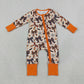 NEW RTS NO MOQ milk silk LR3161 Baby Girls Halloween Bow Floral Print Two Way Zip Front Convertible Romper