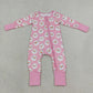 NEW RTS NO MOQ milk silk LR3165 Baby Girls Pink Snowmen Christmas Two Way Zip Convertible Rompers