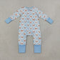 NEW RTS NO MOQ milk silk LR3166 Baby Boys Blue Checked Snowmen Christmas Two Way Zip Convertible Rompers