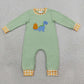 NEW RTS NO MOQ milk silk LR3168 Embroidery Pumpkins Dinosaur Baby Boys Fall Long Sleeve Pant Rompers