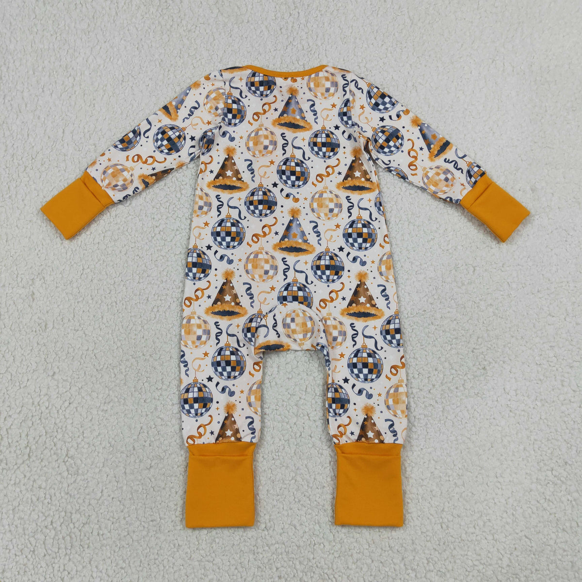 NEW RTS NO MOQ milk silk LR3212 Baby Boys Stars Lights Happy New Year Two Way Zip Convertible Rompers