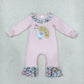 NEW RTS NO MOQ milk silk LR3216 Embroidery Flowers Turkey Baby Girls Thanksgivings Ruffle Pant Rompers
