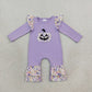 NEW RTS NO MOQ milk silk LR3221 Embroidery Flowers Ghost Pumpkin Baby Girls Halloween Ruffle Pant Rompers