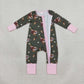 NEW RTS NO MOQ milk silk LR3225 Baby Girls Flowers Ducks Hunting Two Way Zip Convertible Rompers