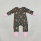NEW RTS NO MOQ milk silk LR3225 Baby Girls Flowers Ducks Hunting Two Way Zip Convertible Rompers