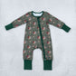 NEW RTS NO MOQ milk silk LR3232 Baby Boys Green Ducks Calls Hunting Two Way Zip Convertible Romper