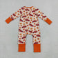 NEW RTS NO MOQ milk silk LR3234 Baby Boys Pumpkins Trucks Fall Two Way Zip Convertible Romper