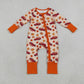 NEW RTS NO MOQ milk silk LR3234 Baby Boys Pumpkins Trucks Fall Two Way Zip Convertible Romper